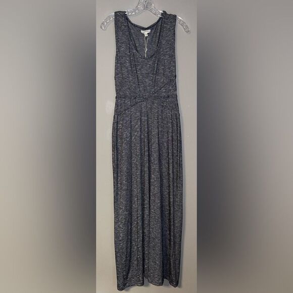 Max studio jersey trimmed slub summer maxi dress striped NWT #719 - Picture 3 of 9